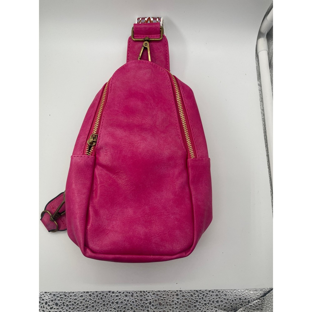 Bright Pink Mini Sling Bag with Gold Hardware
